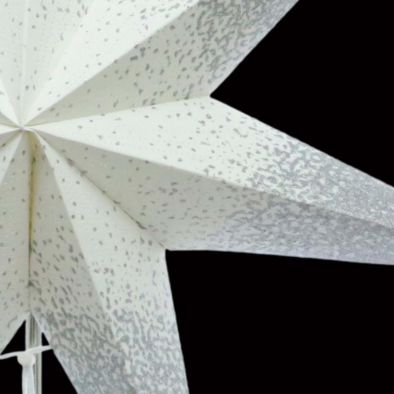 Meteor Silbercrash weiß  - Faltbarer Leuchtstern, Weihnachtsstern aus Papier mit 7 Zacken, 60 cm